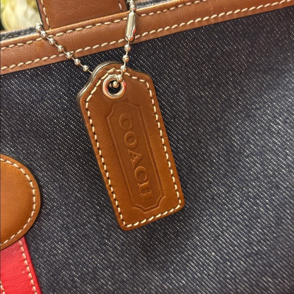 Vintage Coach varsity stripe denim tote - Picture 4 of 14